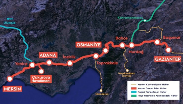 Gaziantep’e Hızlı Tren Müjdesi Mersin–Gaziantep Arası 2 Saat 15 Dakikaya Düşüyor