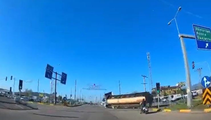 Nurdağı Kavşağı’nda Tanker Devrildi