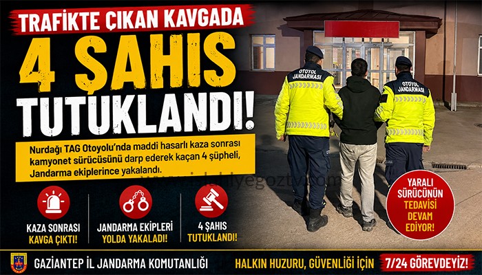 Nurdağı TAG Otoyolu’nda Trafik Kavgası: 4 Kişi Tutuklandı