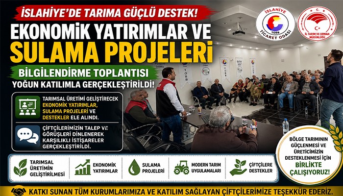 İslahiye’de Çiftçilere Yönelik Tarım ve Sulama Projeleri Toplantısı Düzenlendi