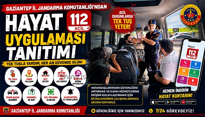 Gaziantep Jandarmasından “Hayat 112 Acil” Uygulaması Tanıtımı