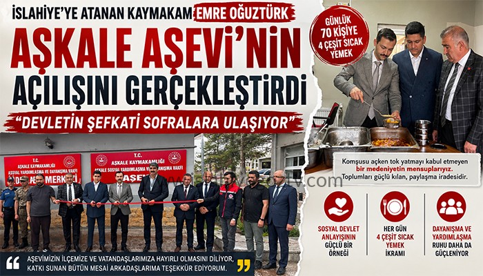 İslahiye’ye Atanan Kaymakam Emre Oğuztürk, Aşkale’de Aşevi Açılışını Gerçekleştirdi