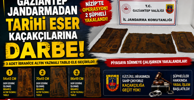GAZİANTEP JANDARMASINDAN TARİHİ ESER KAÇAKÇILARINA OPERASYON