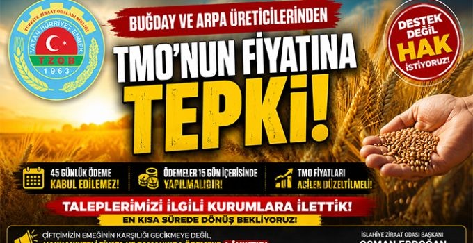 İslahiye Ziraat Odası Başkanı Osman Erdoğan’dan TMO Fiyatlarına Tepki