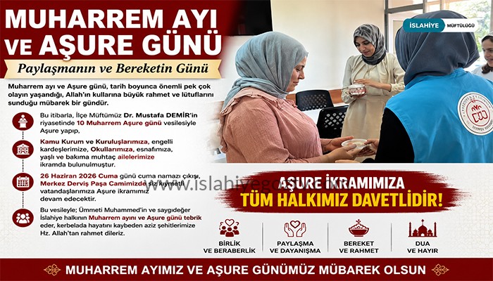 İslahiye Müftülüğü’nden Muharrem Ayı ve Aşure Günü Dolayısıyla Aşure İkramı