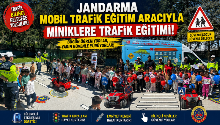 Jandarma Mobil Trafik Eğitim Aracıyla Miniklere Trafik Bilinci Aşılanıyor