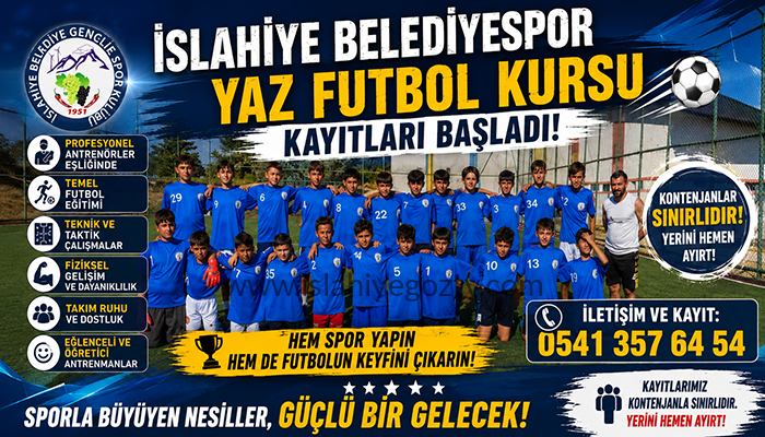 İslahiye Belediyespor Yaz Futbol Kursu İçin Kayıtlar Başladı