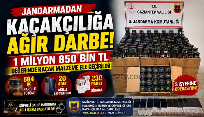 JANDARMADAN KAÇAKÇILARA DARBE: 1 MİLYON 850 BİN TL’LİK KAÇAK ÜRÜN ELE GEÇİRİLDİ