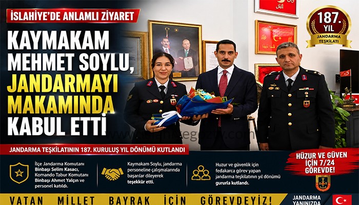 İslahiye Kaymakamı Mehmet Soylu, Jandarma Teşkilatını Makamında Ağırladı