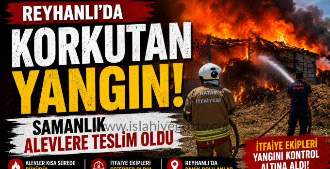 Reyhanlı’da Korkutan Yangın Samanlık Alevlere Teslim Oldu