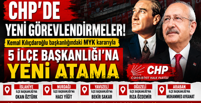 CHP’de İlçe Başkanlıklarına Yeni Görevlendirmeler