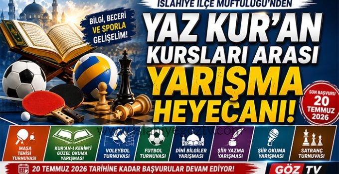 İslahiye Müftülüğü’nden Yaz Kur’an Kursları Arası Yarışma ve Turnuva Heyecanı