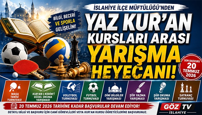 İslahiye Müftülüğü’nden Yaz Kur’an Kursları Arası Yarışma ve Turnuva Heyecanı
