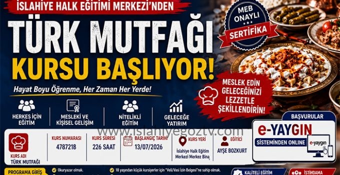 İslahiye Halk Eğitim Merkezi’nden Türk Mutfağı Kursu