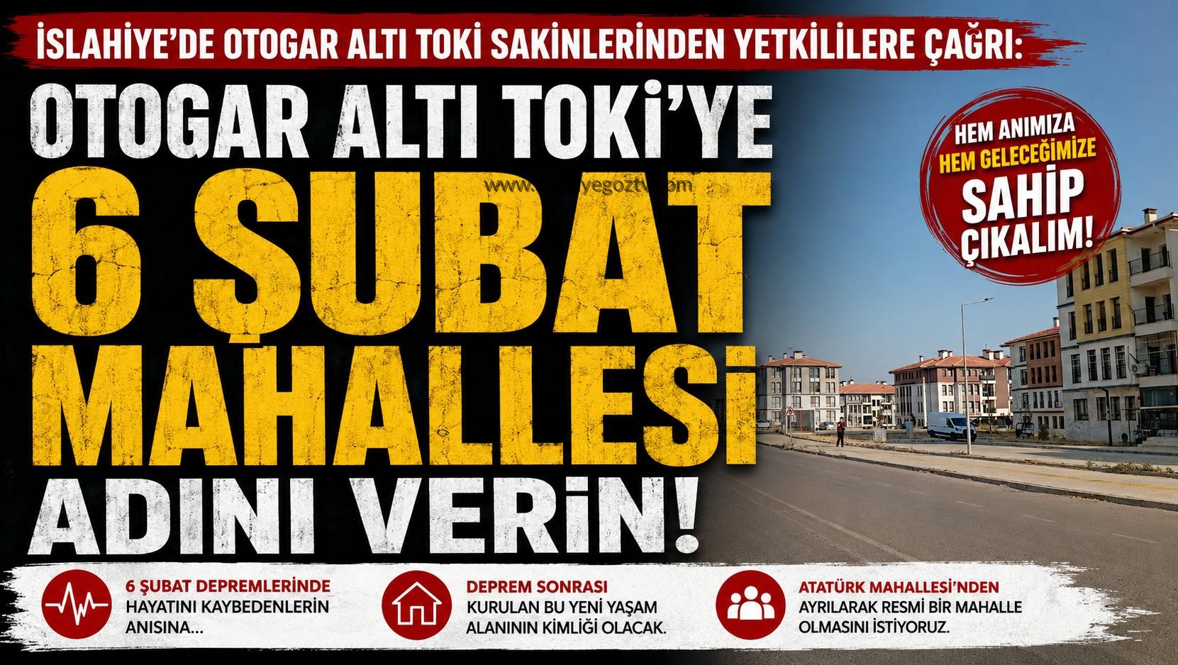 İslahiye Otogar Altı TOKİ Sakinlerinden Yetkililere Çağrı 6 Şubat Mahallesi Adının Verilmesini İstiyoruz