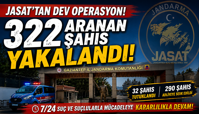 JASAT’tan Gaziantep’te Kapsamlı Operasyon: 322 Aranan Şahıs Yakalandı