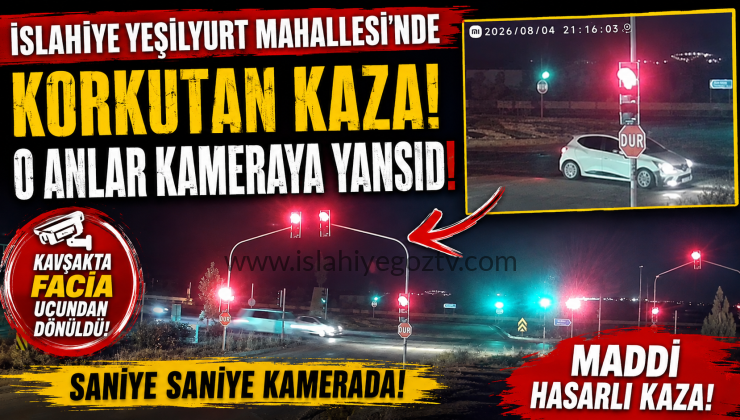 İslahiye Yeşilyurt Mahallesi’nde Korkutan Kaza O Anlar Güvenlik Kamerasına Yansıdı..