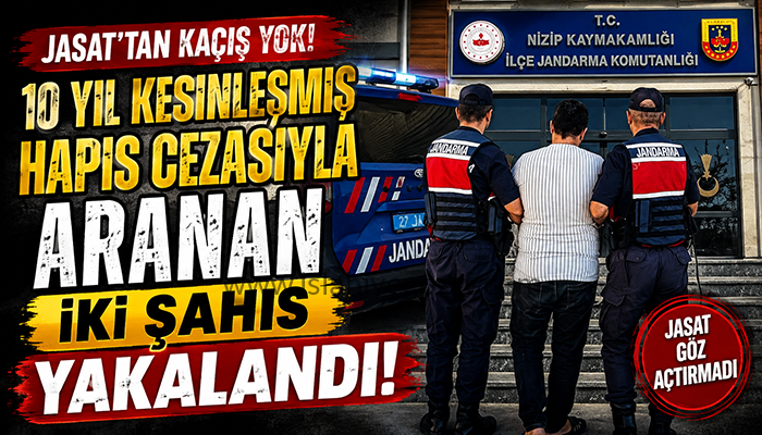 Gaziantep’te 10 Yıl ve Üzeri Hapis Cezası Bulunan 2 Firari JASAT Operasyonuyla Yakalandı