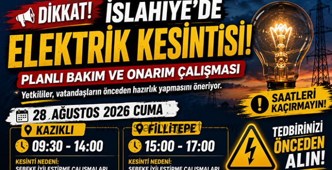 İslahiye’de Elektrik Kesintisi! Saatlere Dikkat