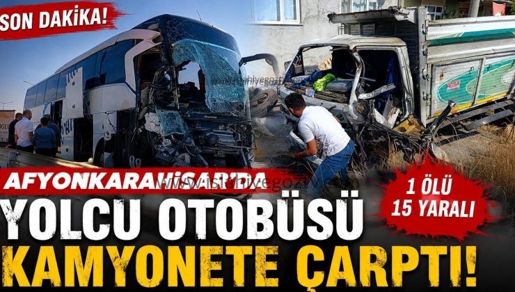 Yolcu otobüsü kamyonete çarptı 1 ölü 15 yaralı
