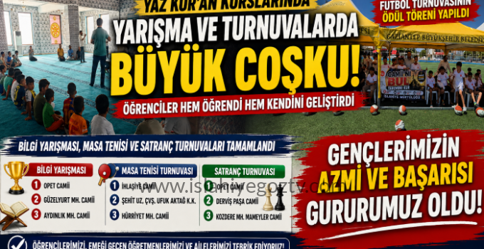 Yaz Kur’an Kurslarında Büyük Coşku! İslahiye’de Yarışmalar Tamamlandı, Gaziantep’te Şampiyonlar Ödüllendirildi