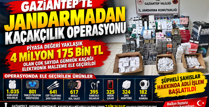 Jandarmadan 4 Milyon 175 Bin TL Değerinde Kaçak Malzeme Operasyonu