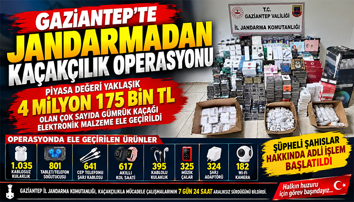 Jandarmadan 4 Milyon 175 Bin TL Değerinde Kaçak Malzeme Operasyonu