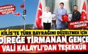Türk bayrağını düzeltmek için direğe tırmanan gence Vali Kalaylı’dan teşekkür