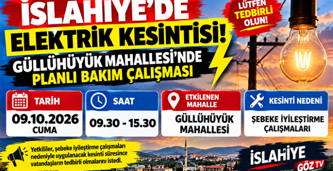 İSLAHİYE’DE GÜLLÜHÜYÜK MAHALLESİ’NDE ELEKTRİK KESİNTİSİ!